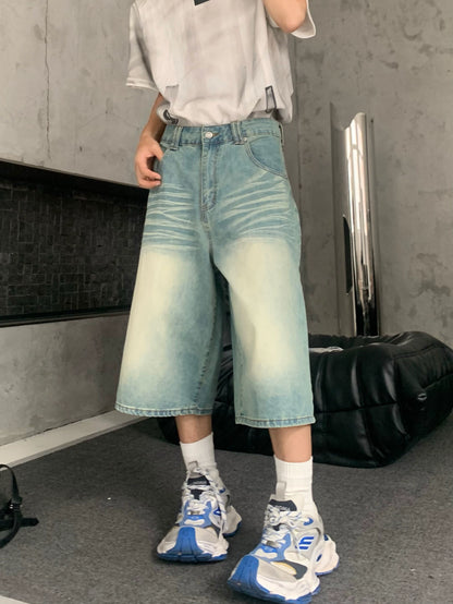 Washed Straight Leg Half Denim WN19838