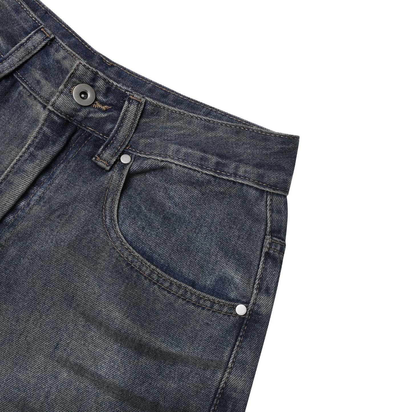 Washed Damage Wide Leg Denim Jeans WN26087