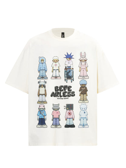 Character Graphic Letter Print Short Sleeve T-Shirt WN26200
