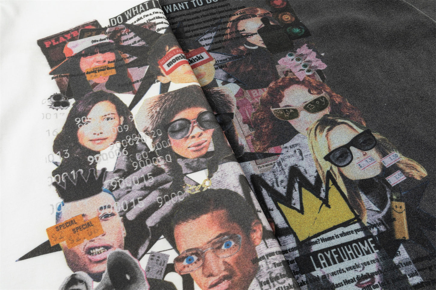 Washed Portrait Collage Short Sleeve T-Shirt WN26750