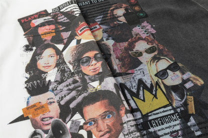 Washed Portrait Collage Short Sleeve T-Shirt WN26750