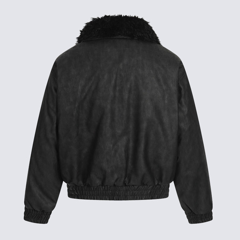 Fake Fur Collar Cropped Utility Jacket WN28023