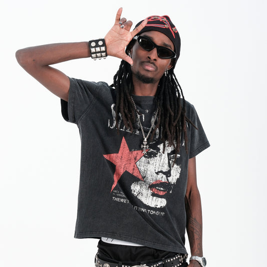 Washed Portrait Cross Short Sleeve T-Shirt WN26638