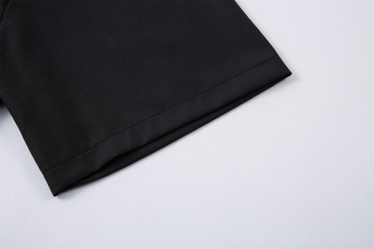 Stand Neck Zipper Structured Short Sleeve Shirt Jacket WN26873