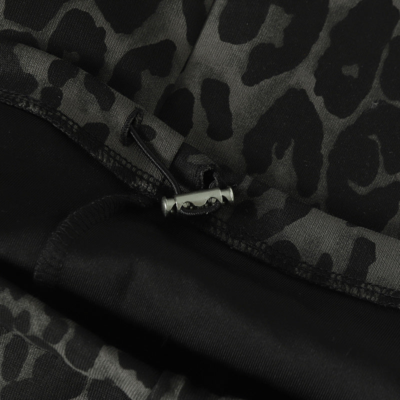 Leopard Print Sporty Drapey Wide Leg Pants WN25600