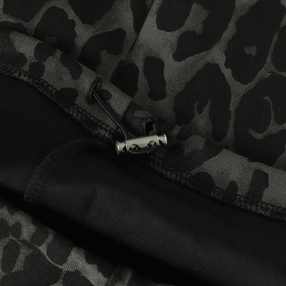 Leopard Print Sporty Drapey Wide Leg Pants WN25600