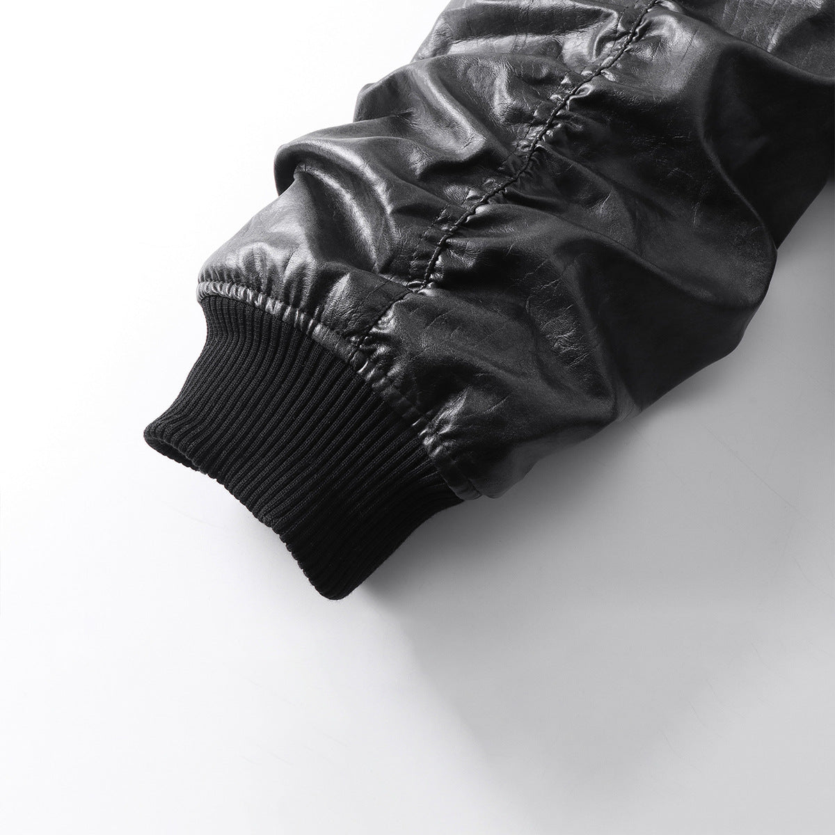 Standing-Collar Zip-Up Pocket PU Leather Jacket WN23085