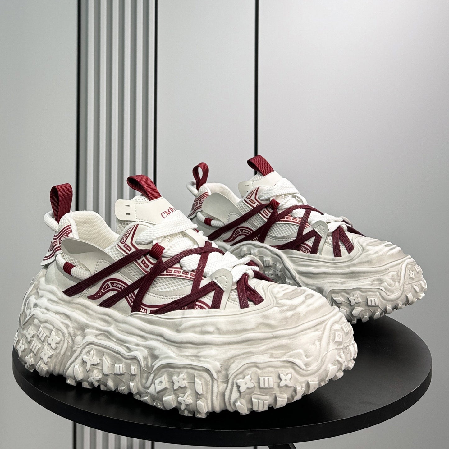 Damage Mesh Strap Platform Chunky Sole Sneakers WN24709