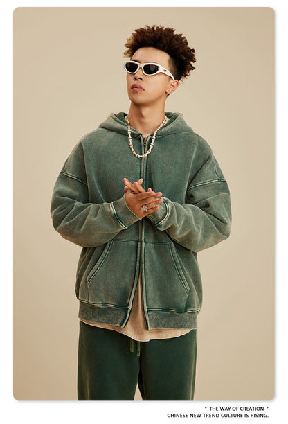 Oversize Washed Zipper Hoodie WN6461
