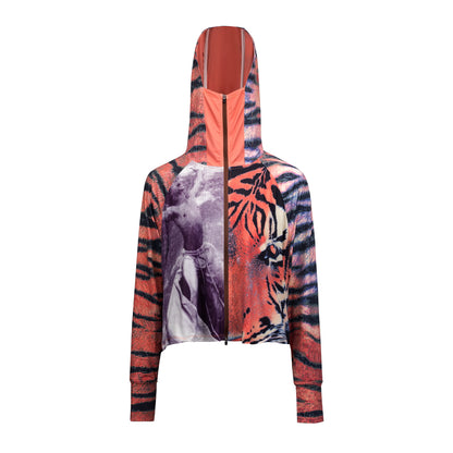 Tiger Stripe Print Sun Protection Zipper Hoodie WN18988