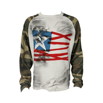 Camouflage Design Print Raglan Long Sleeve T-Shirt WN20962
