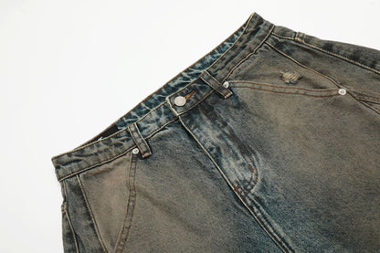 Washed Deconstruction Barrel Denim Jeans WN26067