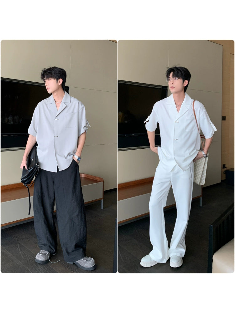 Wrinkle-Free Cuban Collar Short Sleeve Shirt WN20431