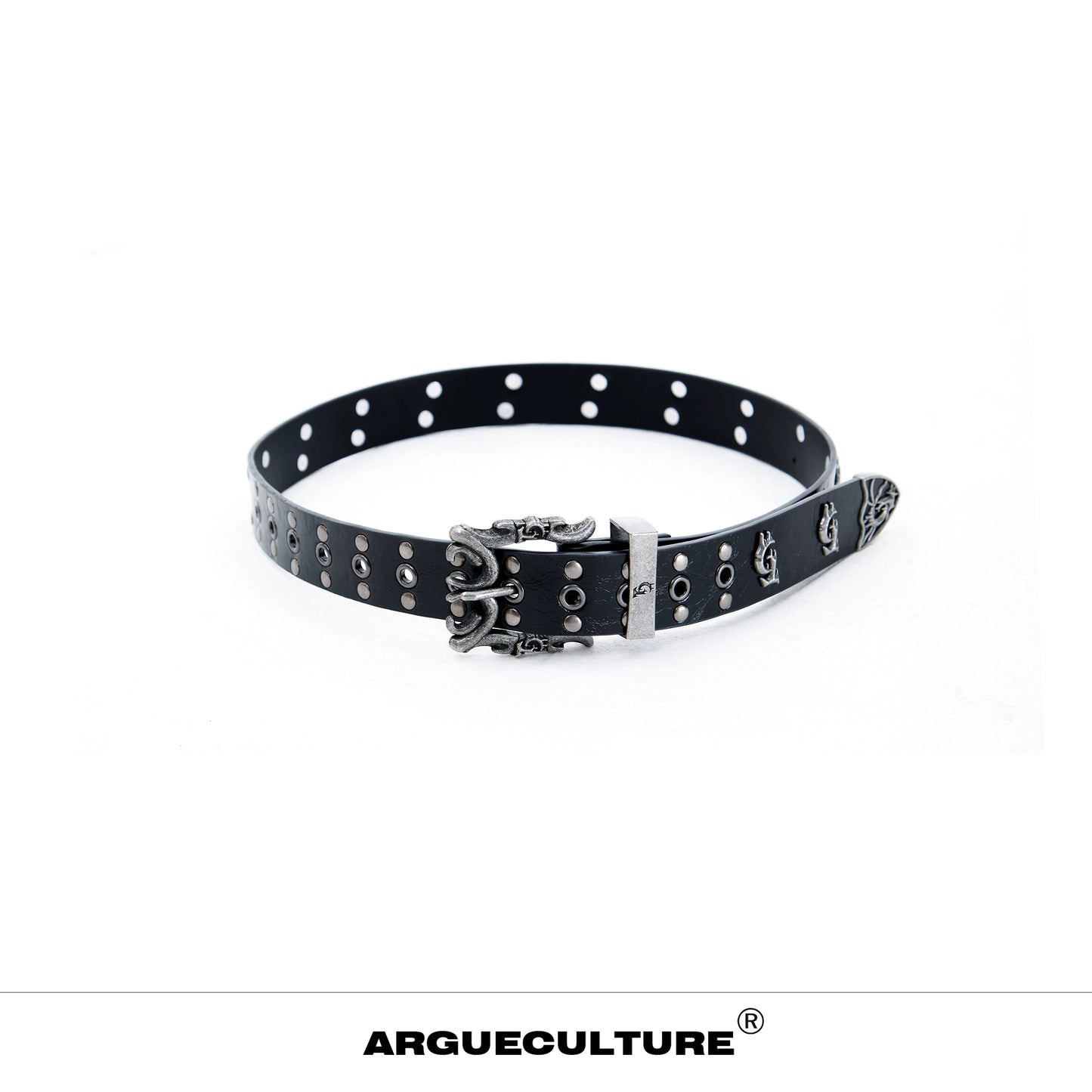 METAL LOGO STDDEDED PU LEATHER BELT WN11610