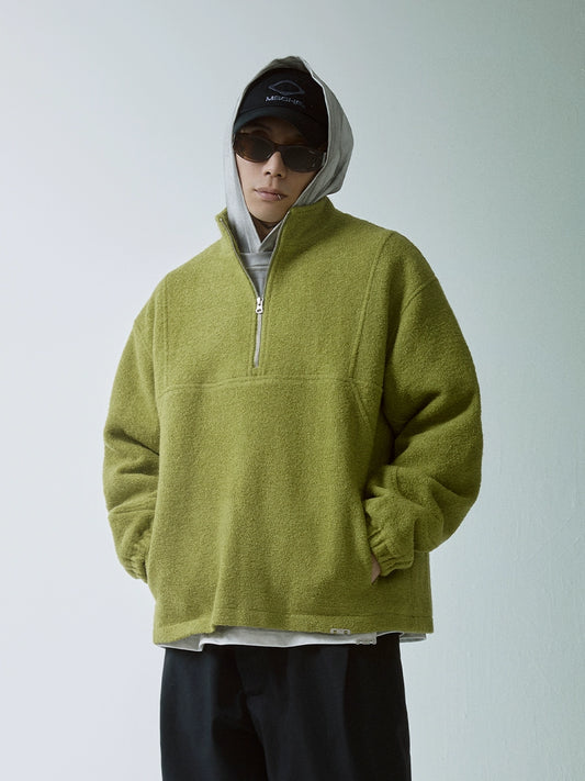 Oversize Fleece Half-Zipper High-Neck Sweater WN12157