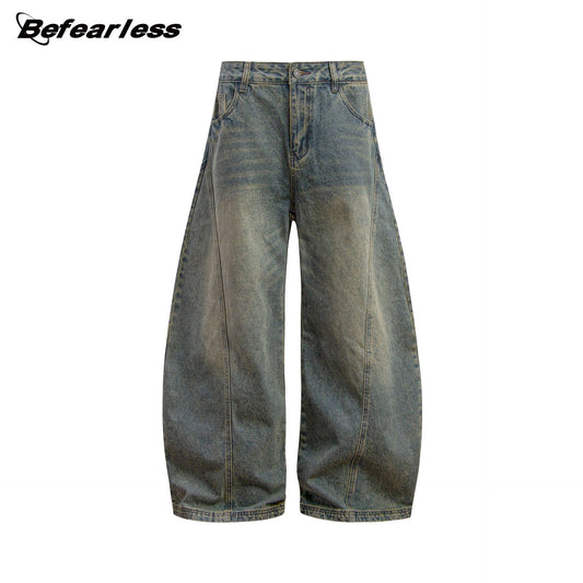 Washed Panel Wide Leg Denim Jeans WN26258
