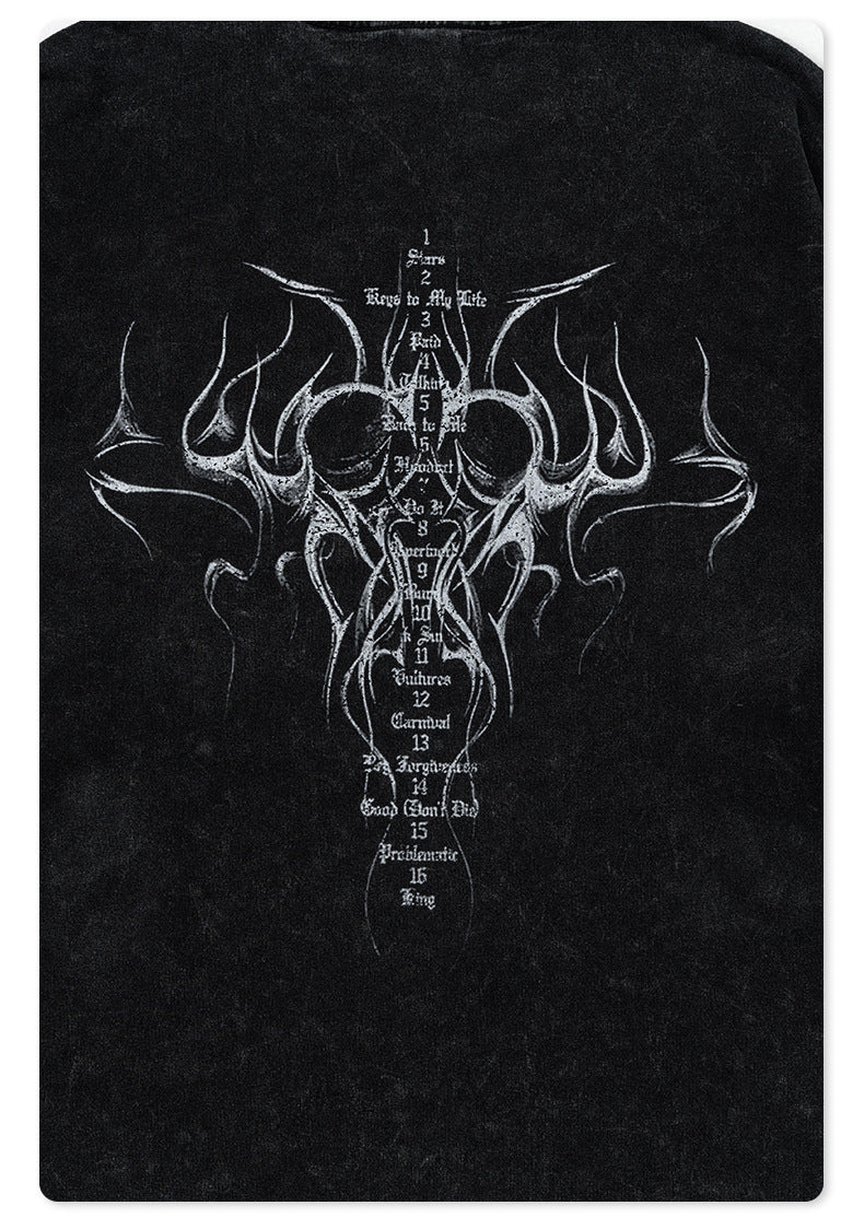 Water Washed Print Long Sleeve T-Shirt WN7883