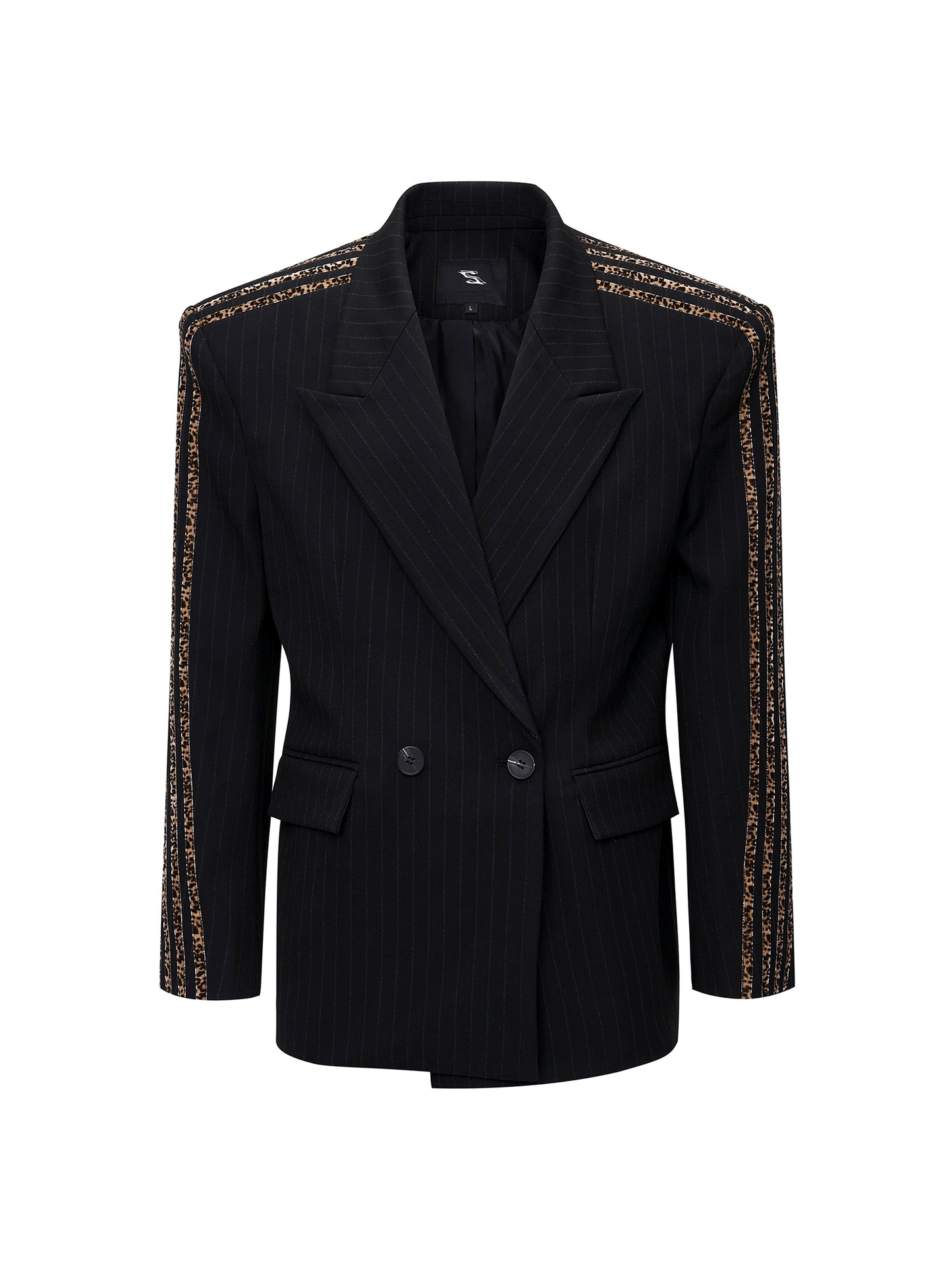 Striped Shoulder-pad Double-Breasted Tailored Jacket & Striped Wide Leg Trousers Setup WN21802