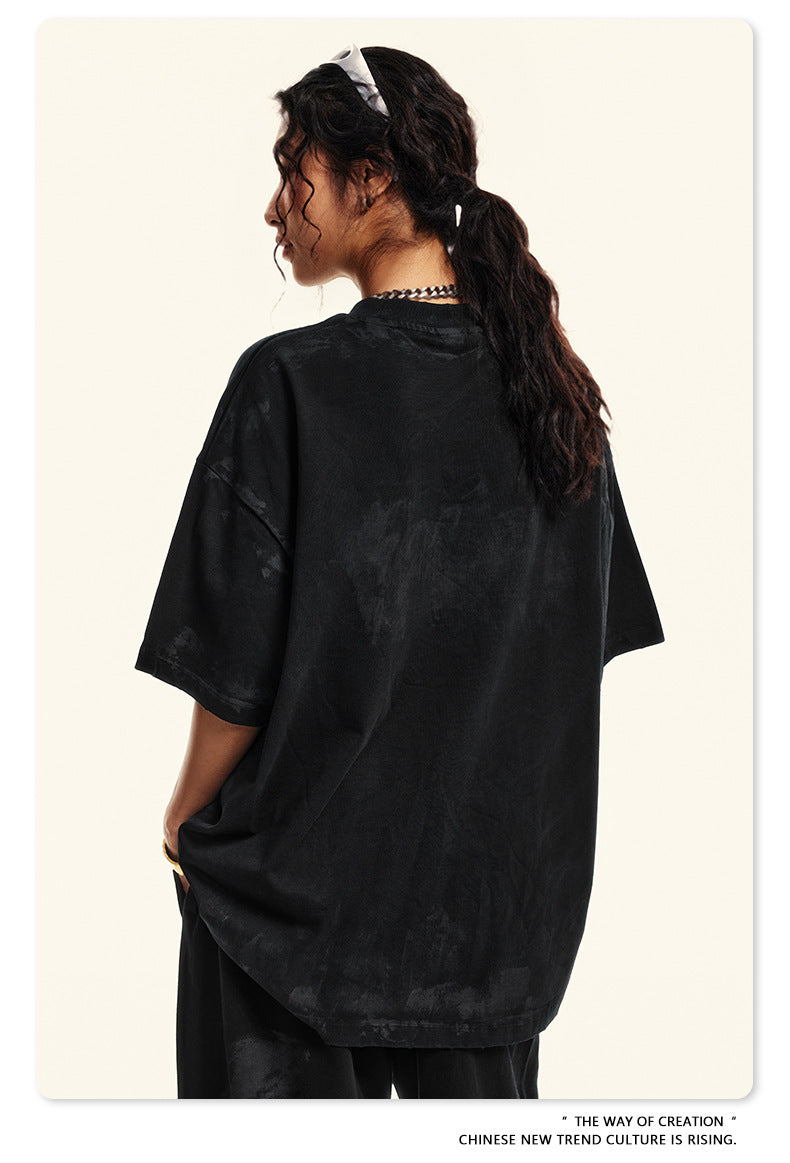 Washed Damage Oversize Heavyweight Short Sleeve T-Shirt WN6072