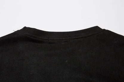 Text Embroidery Print Suede Short Sleeve T-Shirt WN16194