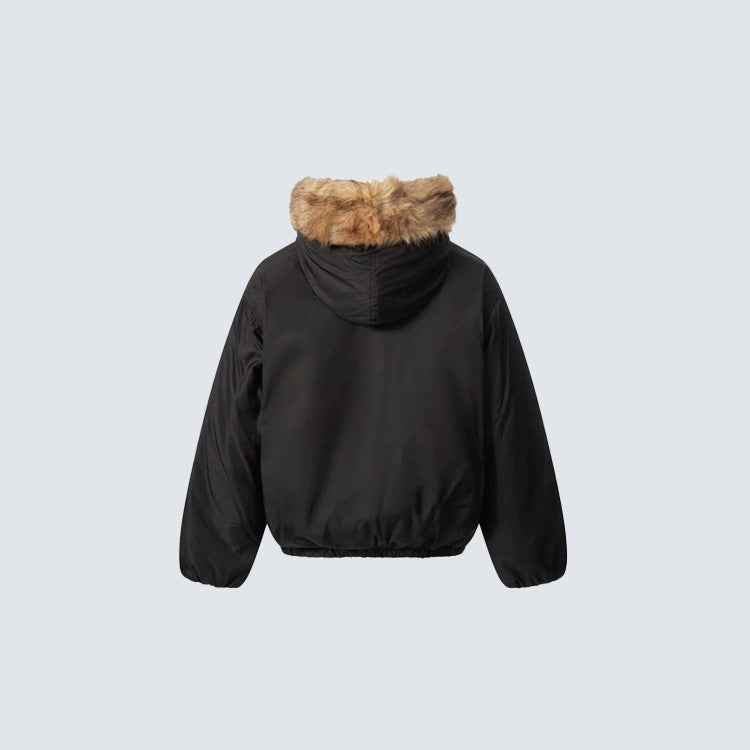Fake Fur Trim Hooded Oversize Puffer Jacket WN27923