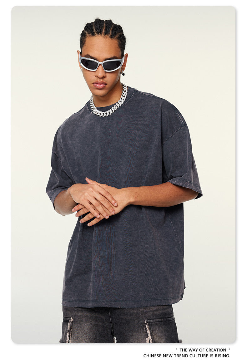 Washed Oversize Short-sleeve T-shirt WN6455