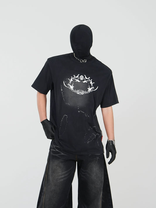 Washed Graphic Print Oversize Short Sleeve T-Shirt WN17421