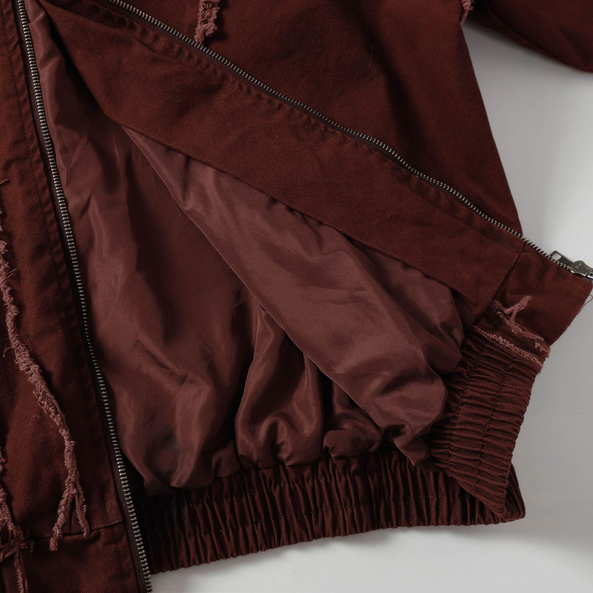 Frayed Damage Hooded Zipper Jacket WN27974