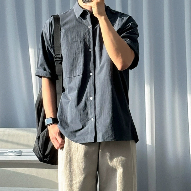 Solid Color Oversize Short Sleeve Shirt WN20285