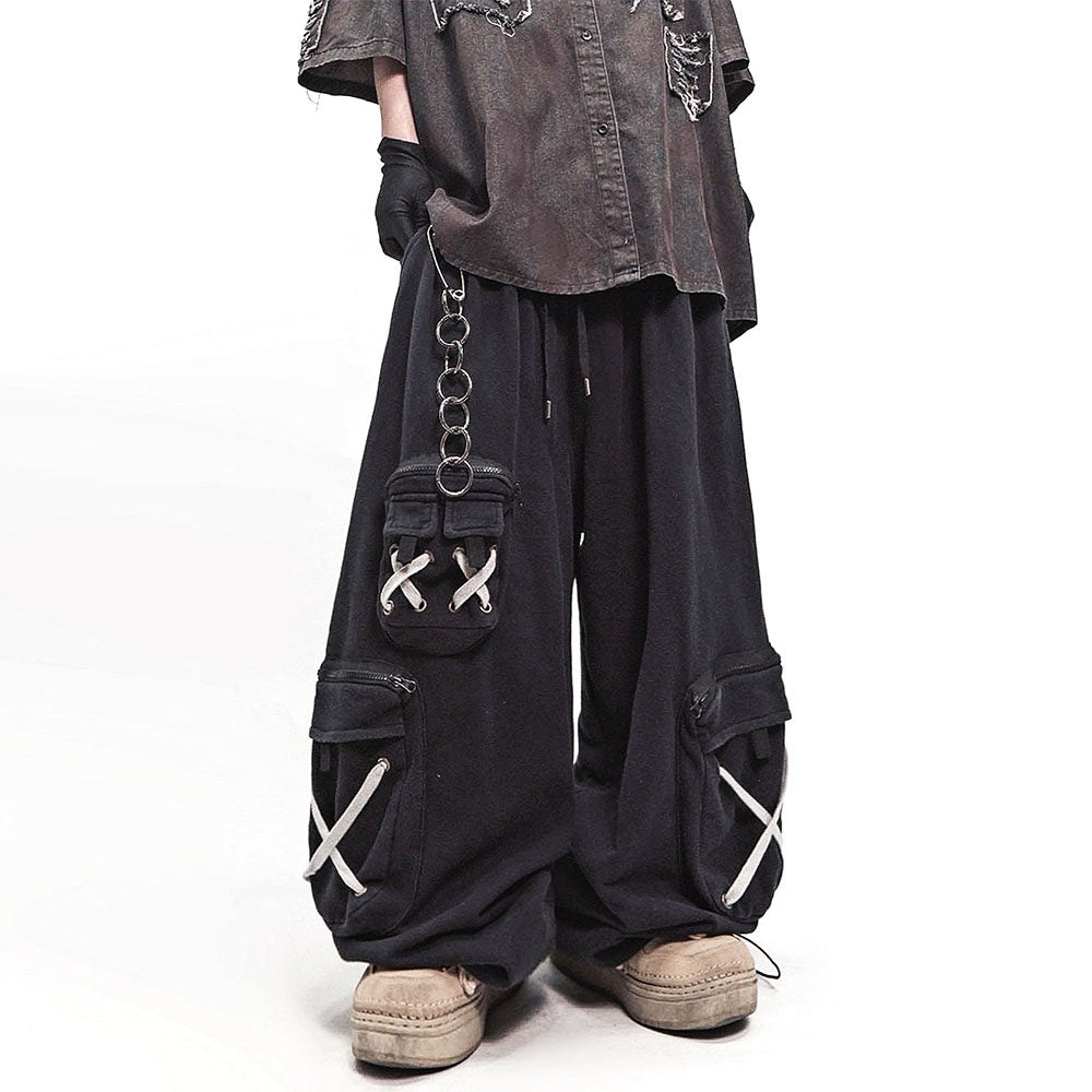 Multi Pocket Wide Leg Cargo Sweatpants WN23982