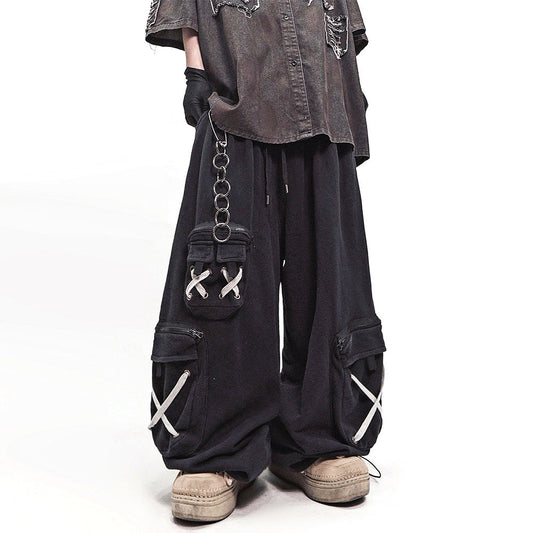 Multi Pocket Wide Leg Cargo Sweatpants WN23982