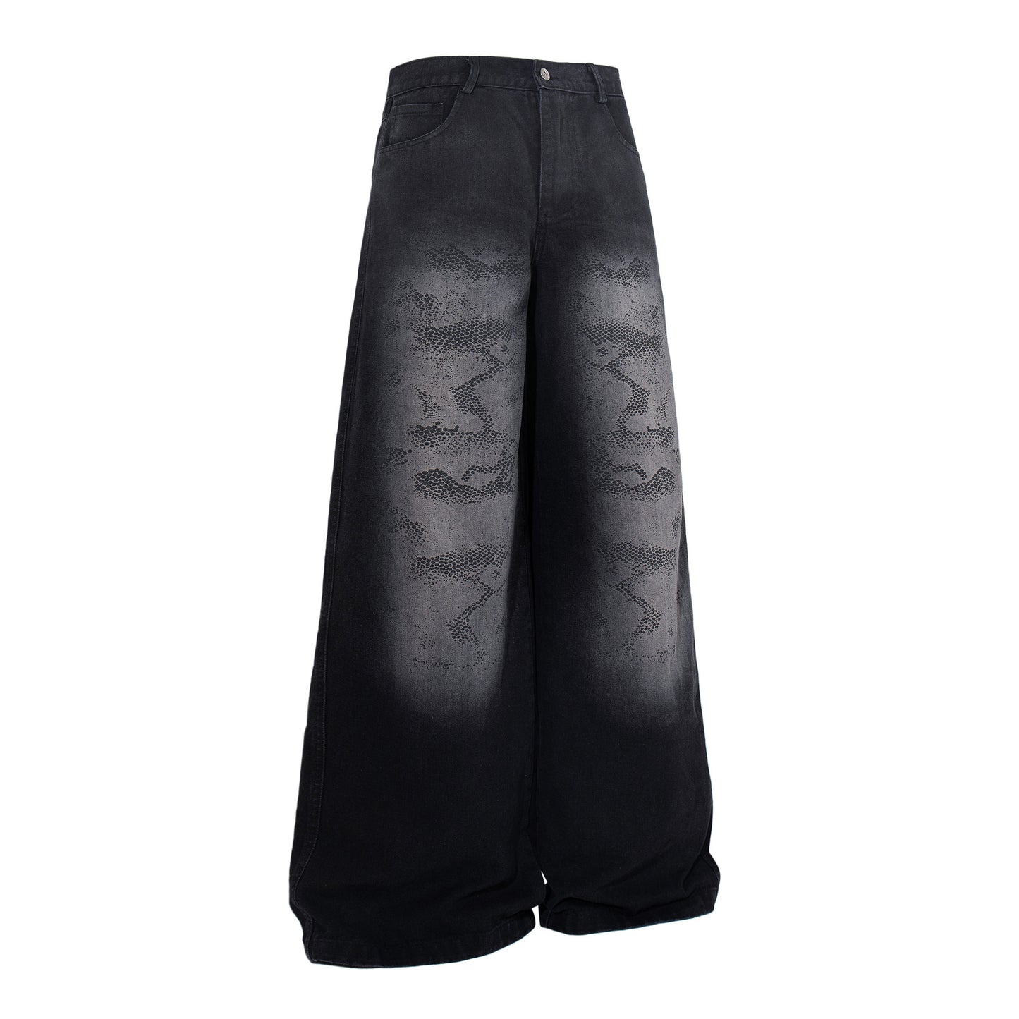 Washed Tribal Fade Wide Leg Denim Jeans WN25450