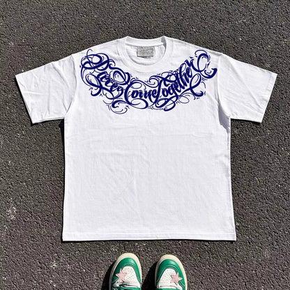 Graphic Letter Design Oversize Short Sleeve T-Shirt WN16720