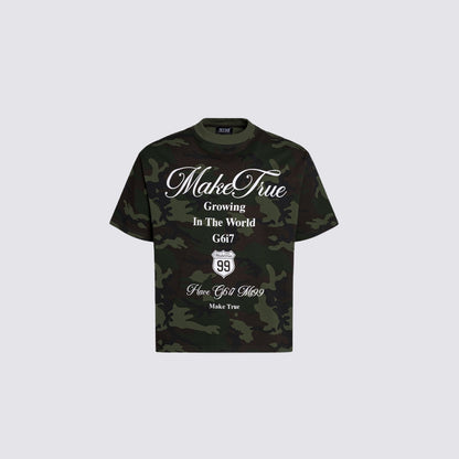 Camouflage Letter Graphic Short Sleeve T-Shirt WN28053