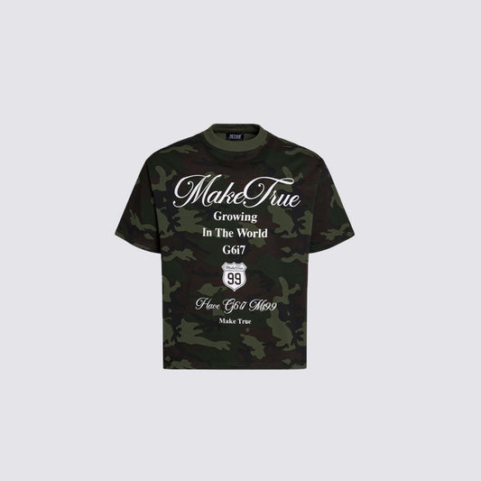 Camouflage Letter Graphic Short Sleeve T-Shirt WN28053