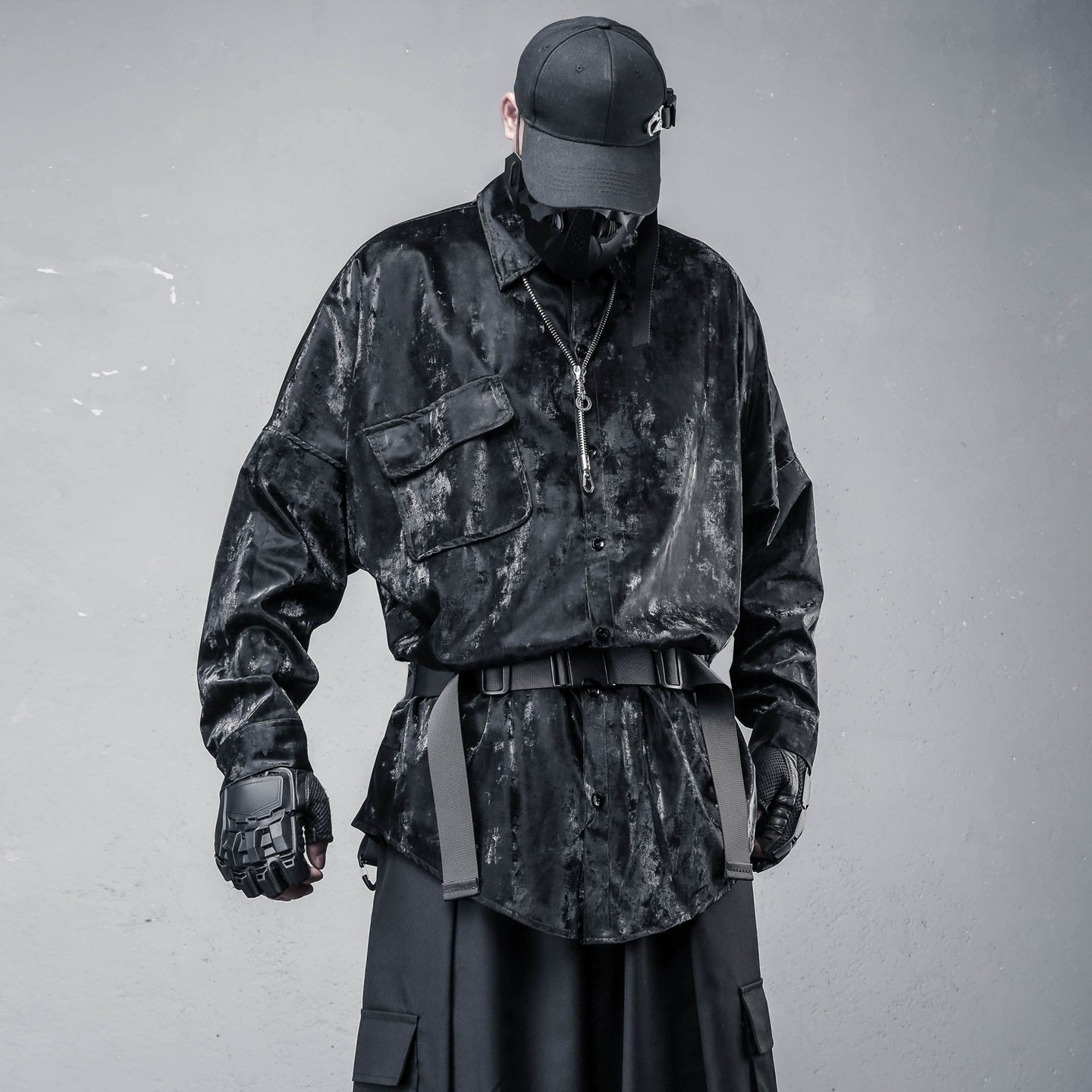 PU Leather Gloss Oversize Long Sleeve Shirt WN22327