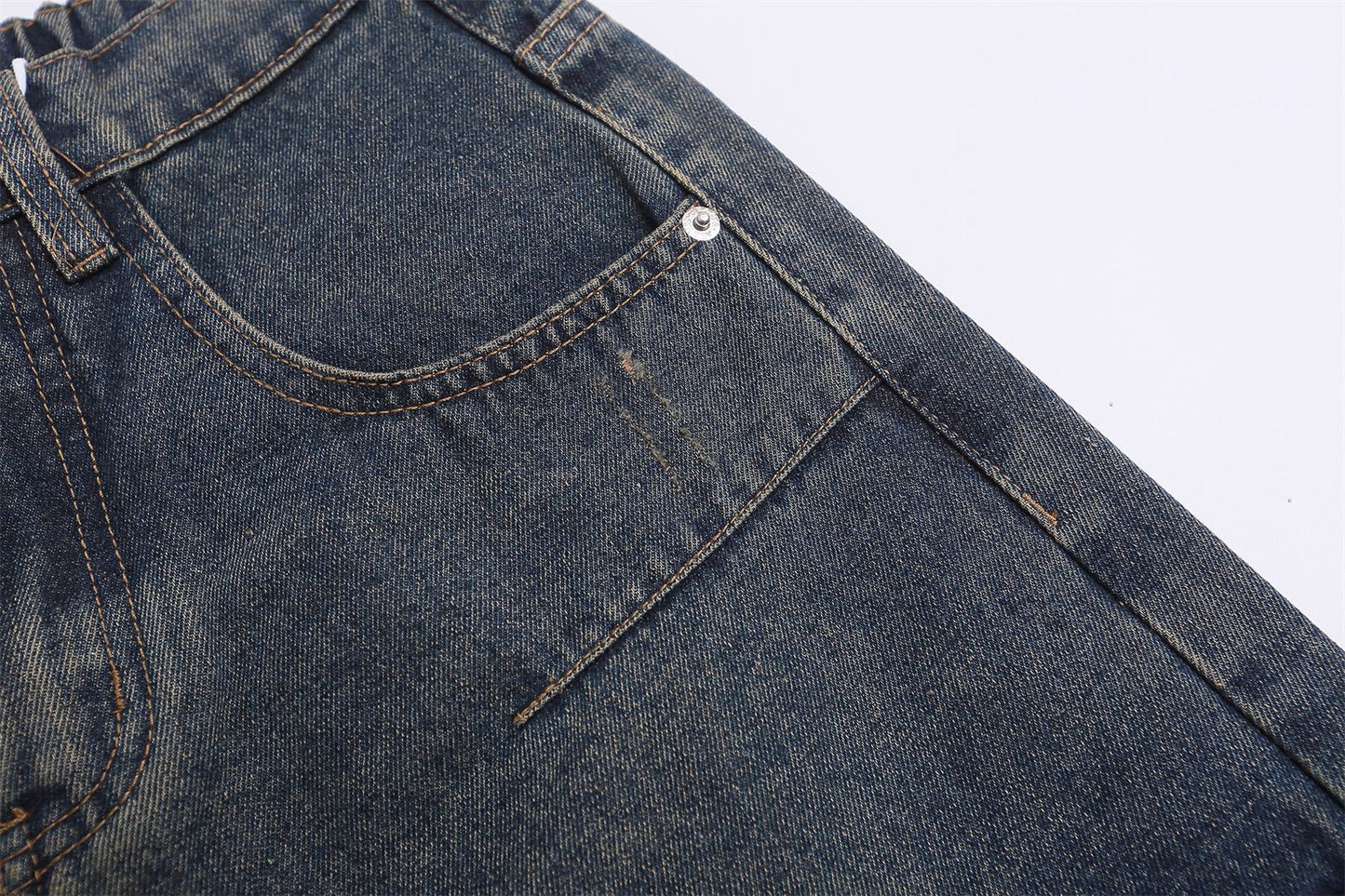 Wide Leg Multi-Pocket Washed Cargo Denim Jeans WN26925