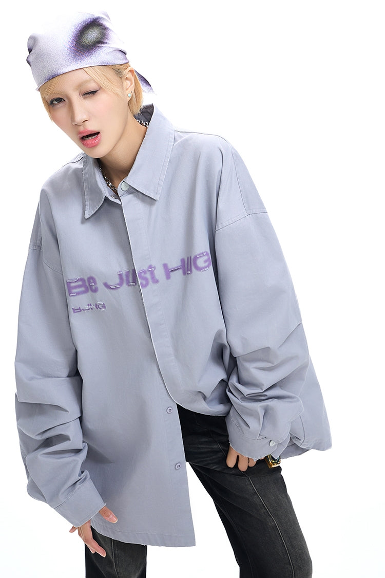 Oversize Long Sleeve Cotton Shirt Jacket WN9728