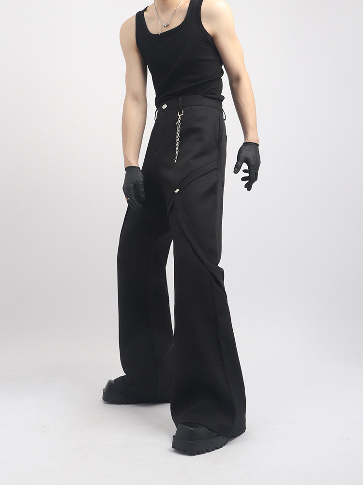 Chain Decor Seam Design Flare Trousers WN23688
