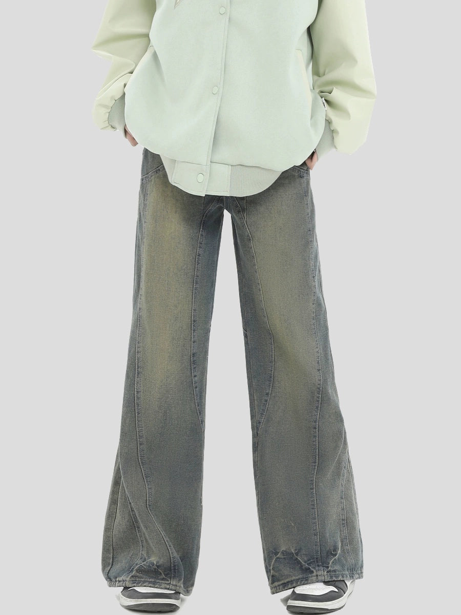 Yellow Mud Dyed Micro Flare Denim Jeans WN7230