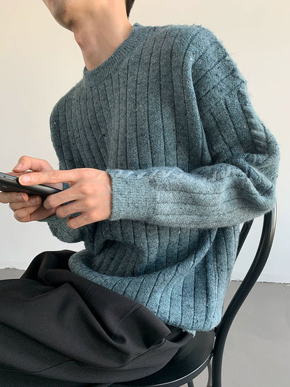 Oversize Crewneck Heavyweight Knit Sweater WN9673