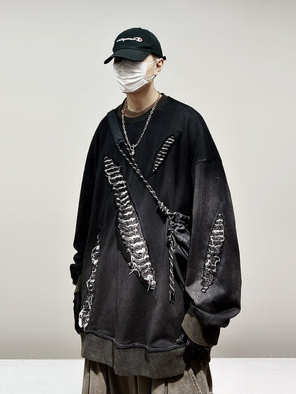 Damage Cutout Oversize Long Sleeve T-Shirt WN24028
