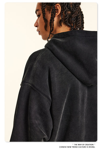 Oversize Fleece Lining Washed Pullover Hoodie WN9924