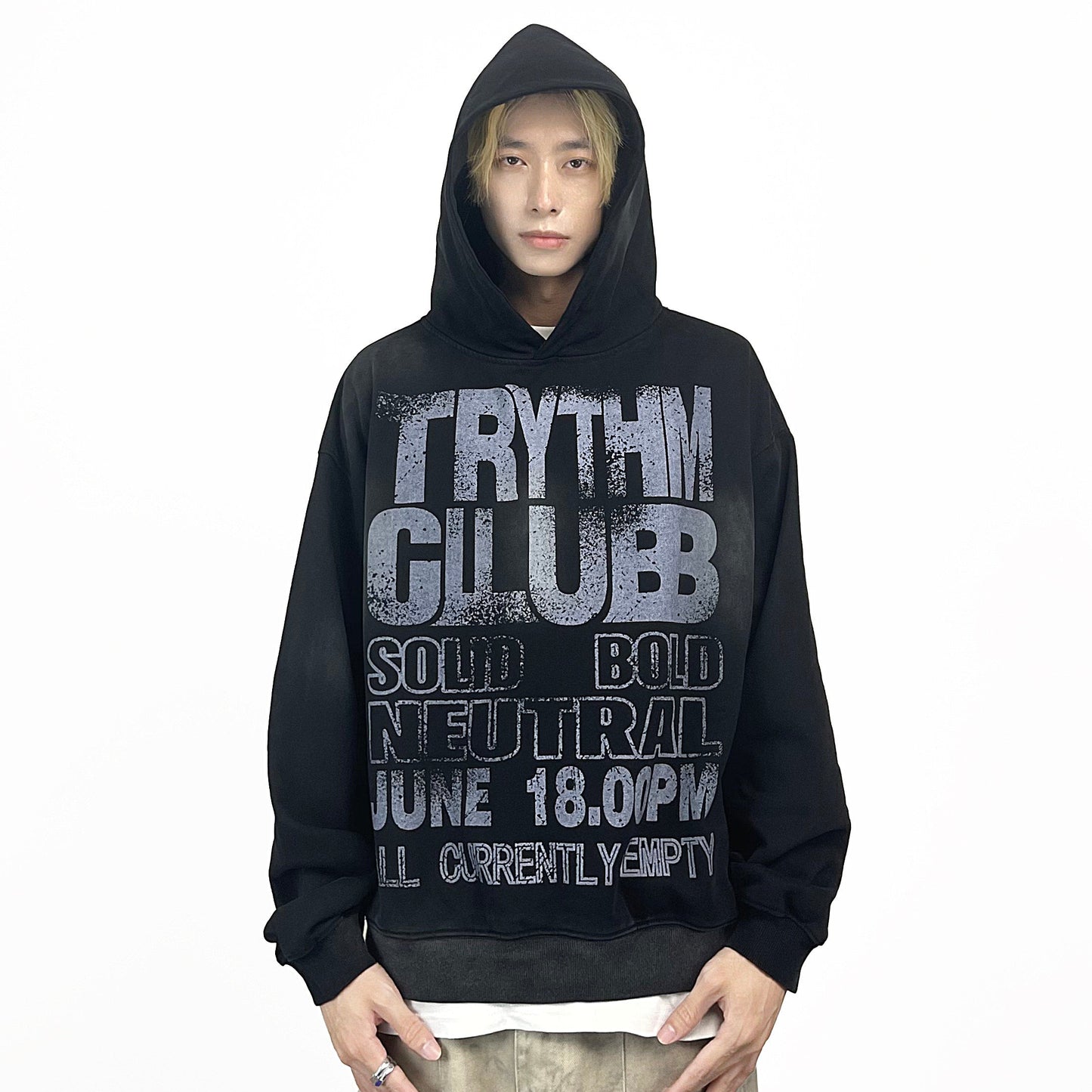 Letter Tie-Dye Heavyweight Short Pullover Hoodie WN24257