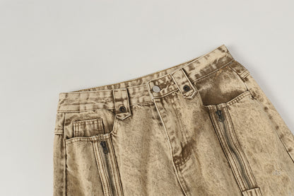 Damage Panel Wide Leg Denim Jeans WN23104