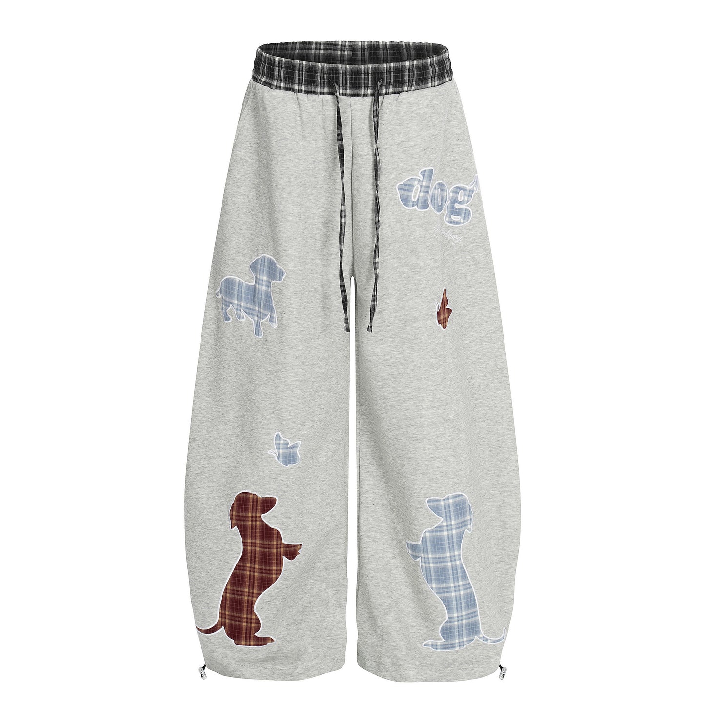 Dog Embroidery Wide Leg Sweatpants WN25812