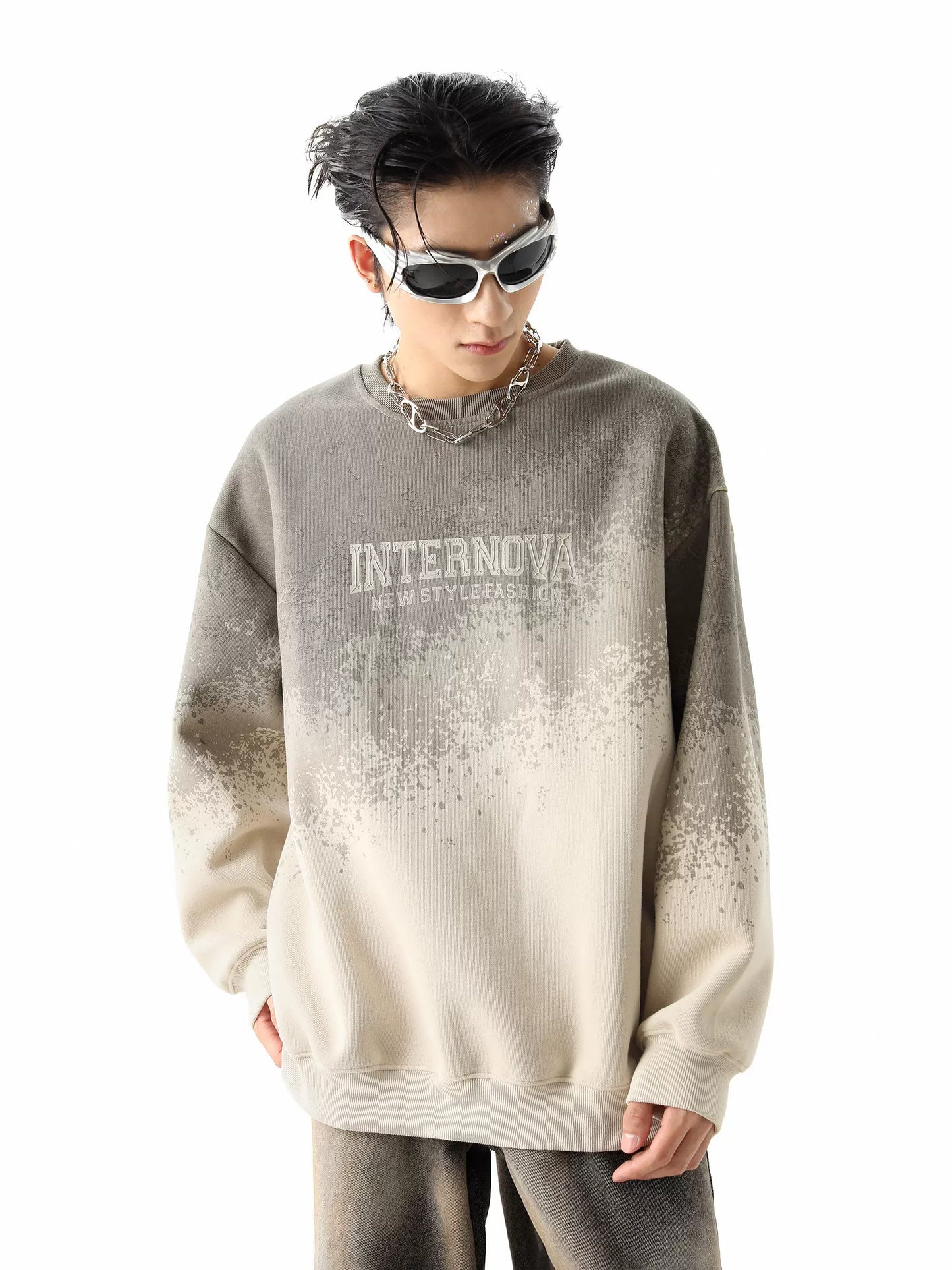 Tie-Dye Gradient Round Neck Sweatshirt WN10481