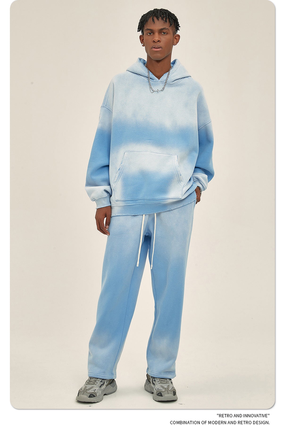 Fleece Lining Spray-dye Damage Oversize Hoodie WN9969-K