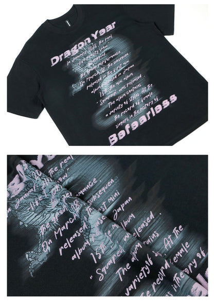 Dragon Year Graphic Letter Print Oversize Short Sleeve T-Shirt WN26391