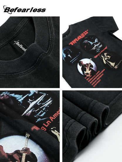 Portrait Letter Print Short Sleeve T-Shirt WN26249